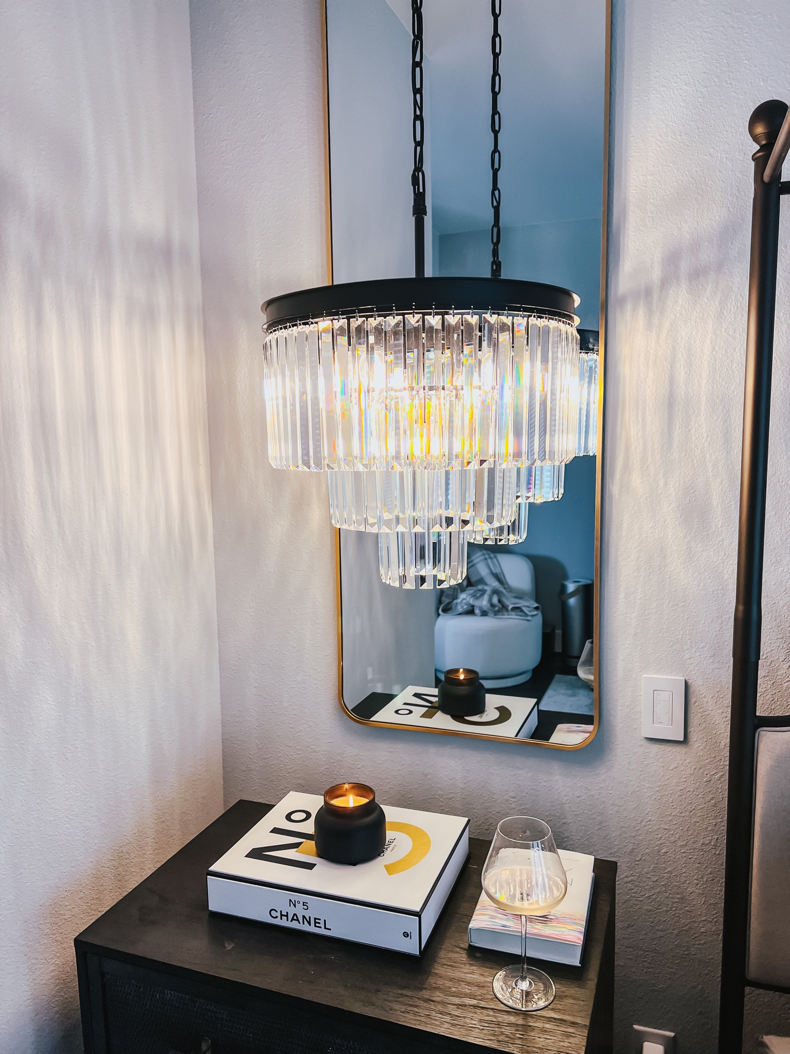 Our master bedroom nightstand situation! Can you believe this chandelier is from Wayfair?! Such a good find. 

#wayfair
#walmart
#amazon
#home
#leeannebenjamin

#LTKsalealert #LTKhome #LTKunder50