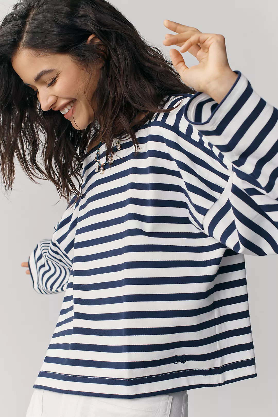 Maeve Pieced Stripe Long-Sleeve Shirt | Anthropologie (US)