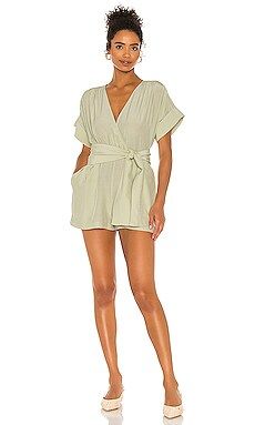 L'Academie The Leah Romper in Olive Green from Revolve.com | Revolve Clothing (Global)