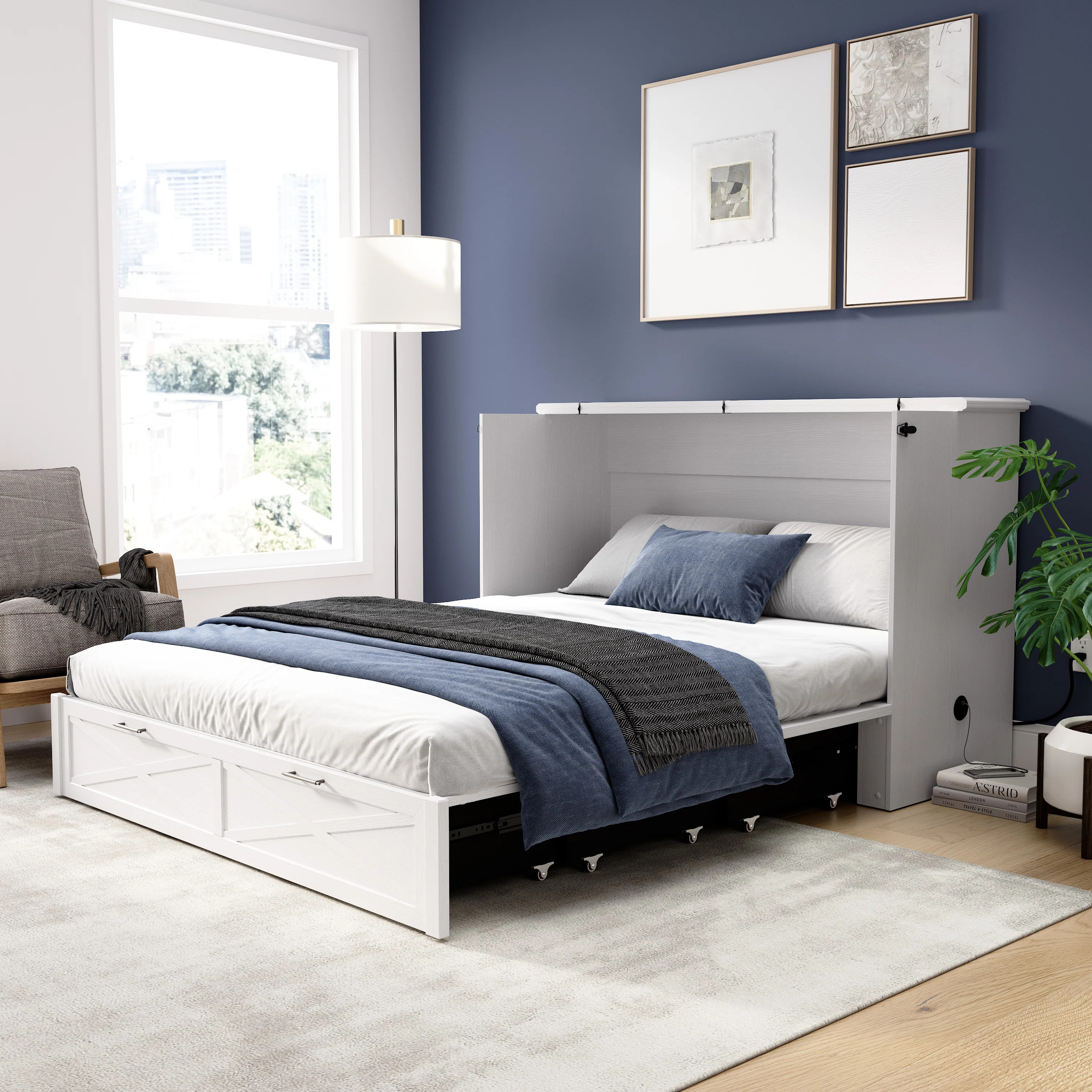 Bestar Murphy Cabinet Bed with Pullout Drawer and Mattress & Reviews | Wayfair | Wayfair North America