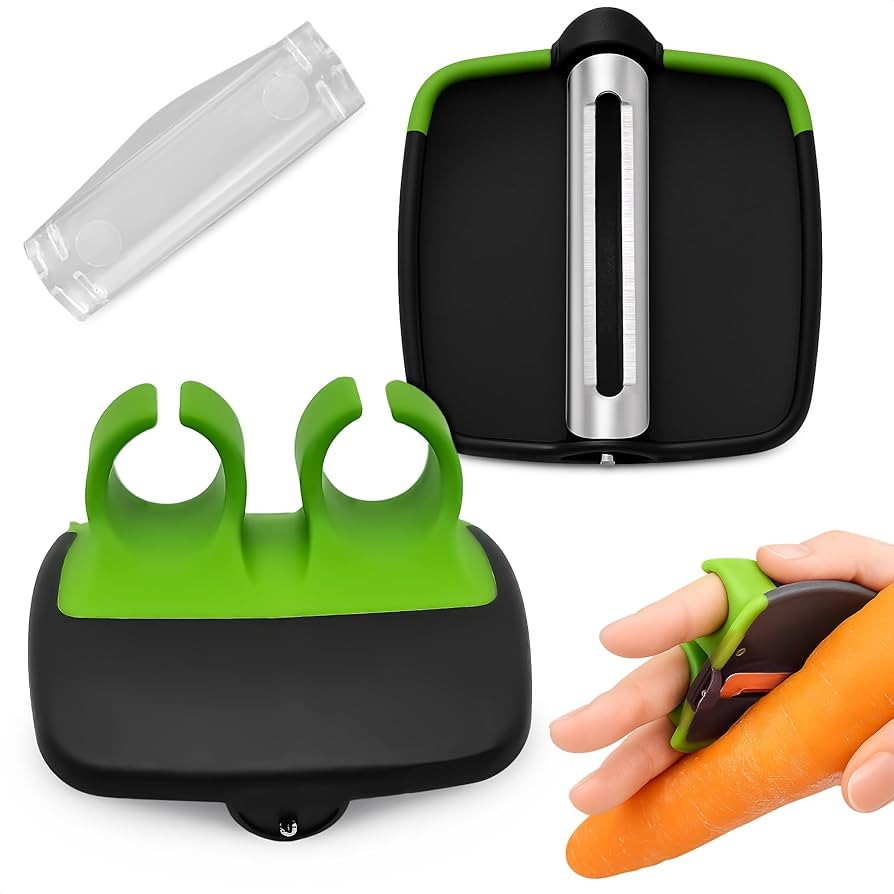Finger Peeler for Vegetables - Finger Grip Palm Peeler with Sharp Double-Sided Blade, Non-Slip Ca... | Amazon (US)