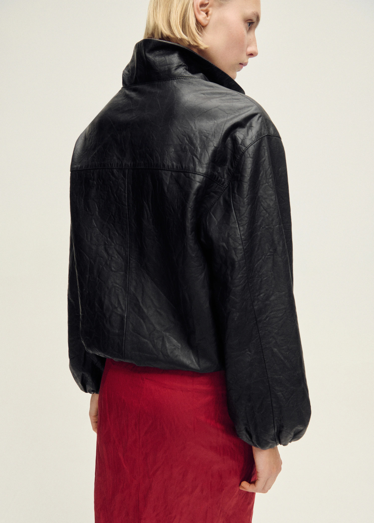 Oversized leather jacket - Women | MANGO United Kingdom | MANGO (UK)