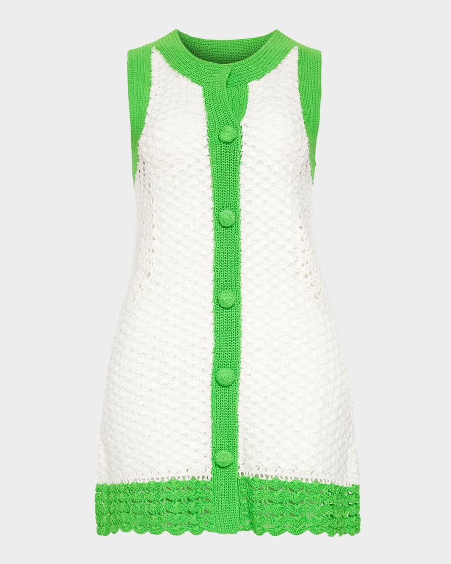 Ramy Brook Chelsea Crochet Button-Front Mini Dress | Neiman Marcus