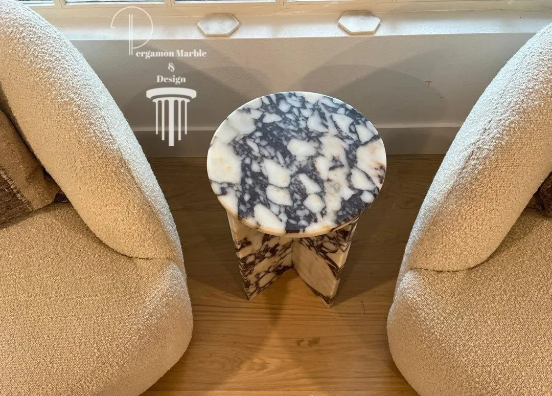 Calacatta Viola Marble Side Table End Table FREE TAX USA | Etsy (US)