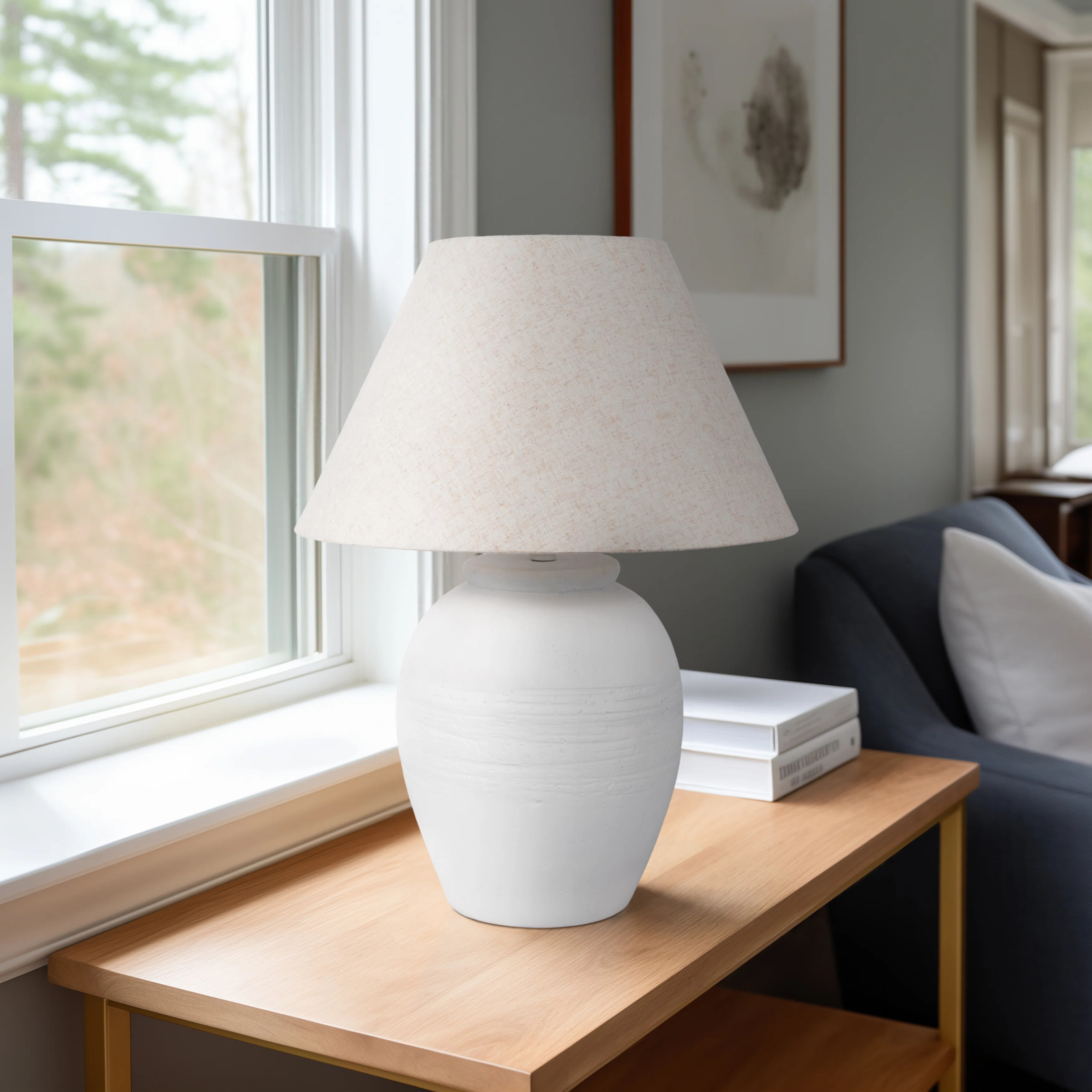 Latitude Run® 27" Artisan Jug Table Lamp Tapered Shade | Wayfair North America