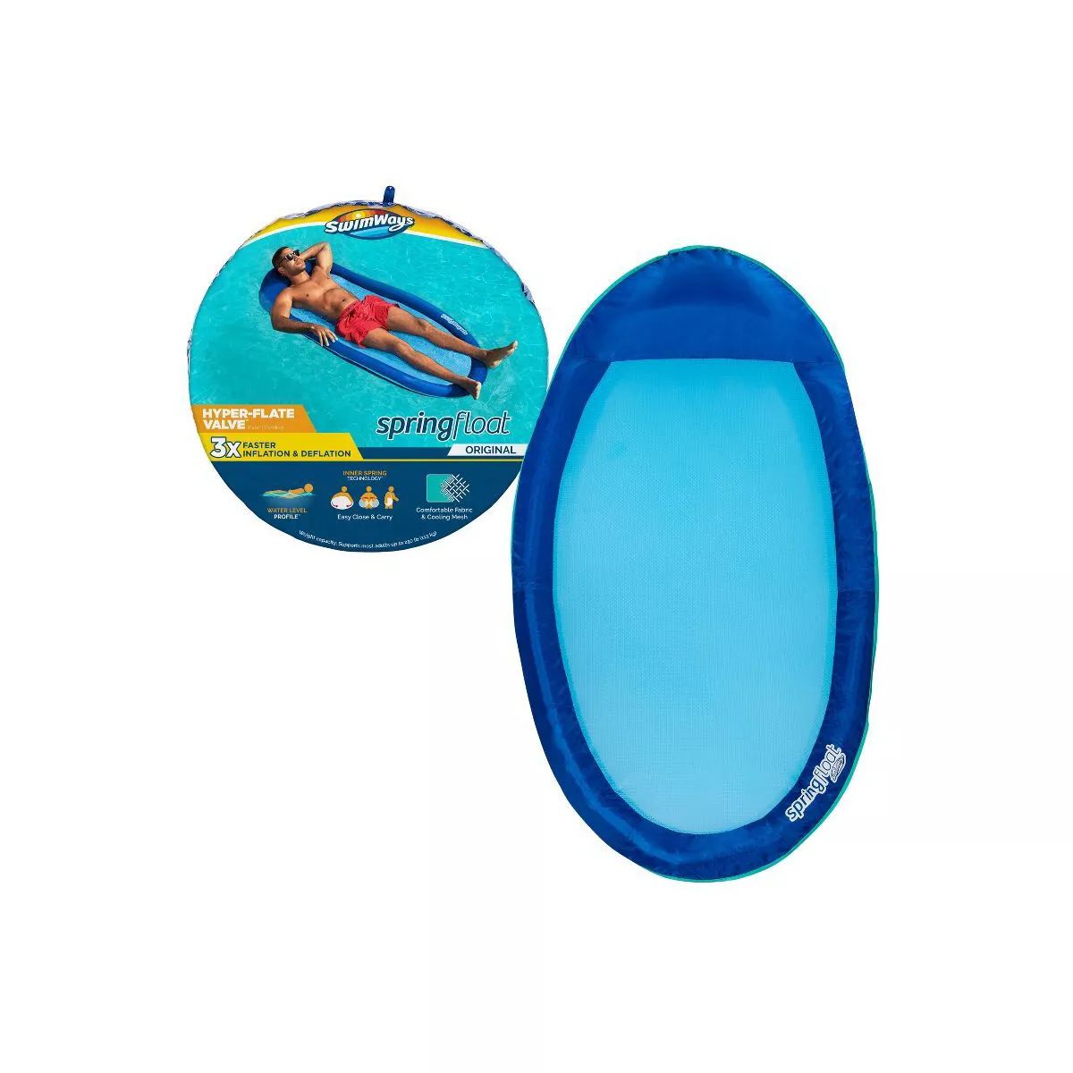 SwimWays Spring Float Inflatable Pool Lounger with Hyper-Flate Valve Blue | Target