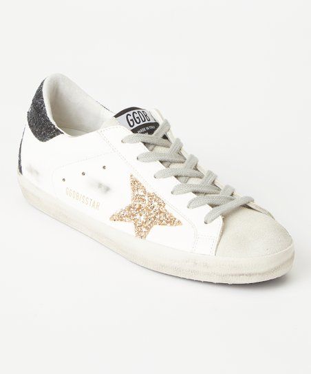 Golden Goose White & Gold Glitter Star Leather Sneaker - Women | Zulily