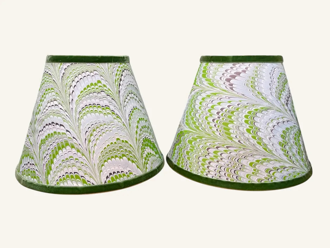 Pair of Lime Green & Gray Marbled Accent Lampshades - Etsy | Etsy (US)