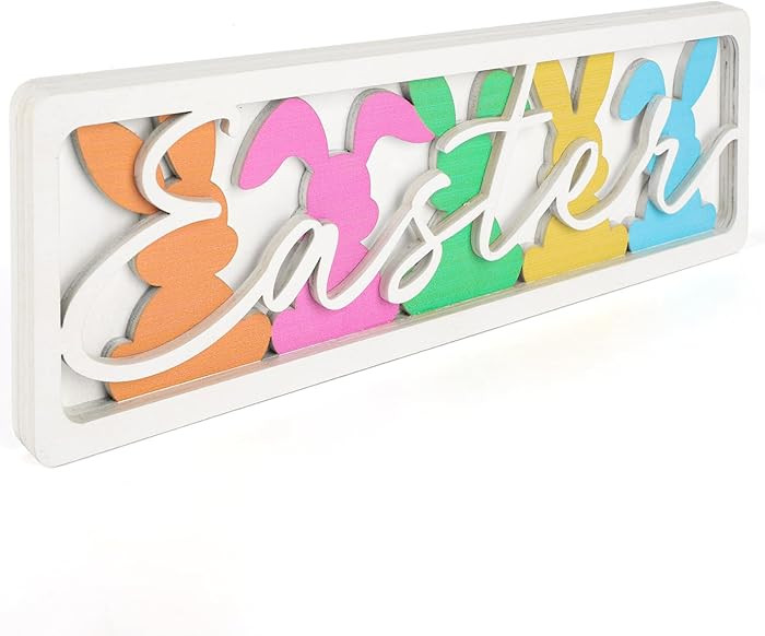 Vintage Happy Easter Decorations for Office, Home, Table, Mantel, Shelf, Desk, 3 1/2 x 11 Inch Re... | Amazon (US)