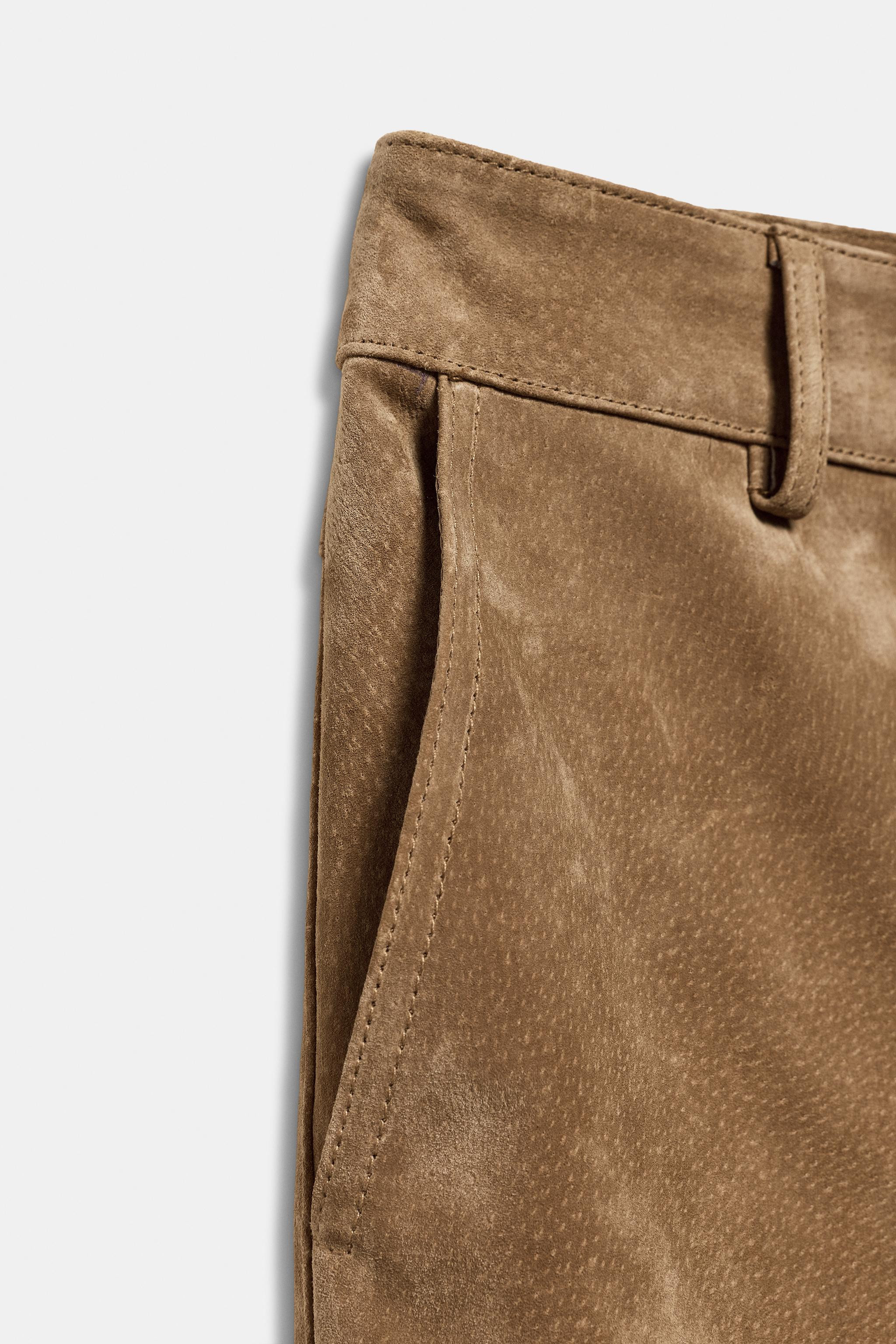 100% SUEDE LEATHER PANTS | Zara US