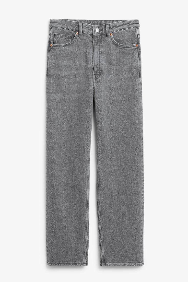 Zami rechte jeans met extra hoge taille - Zachtgrijs - DAMES | H&M NL | H&M (DE, AT, CH, NL, FI)