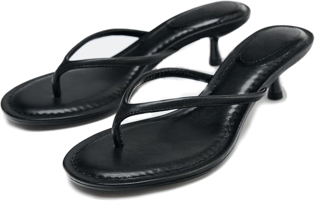 Suede Flip Flops for Women Open Round Toe Thong Heeled Sandals Low Kitten Heels Comfortable Summe... | Amazon (US)