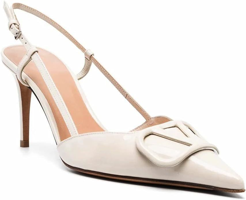 Women Heeled Slingback Sandals Closed Pointed Toe Stiletto High Heels Slip-On Backless Evening Pr... | Amazon (US)
