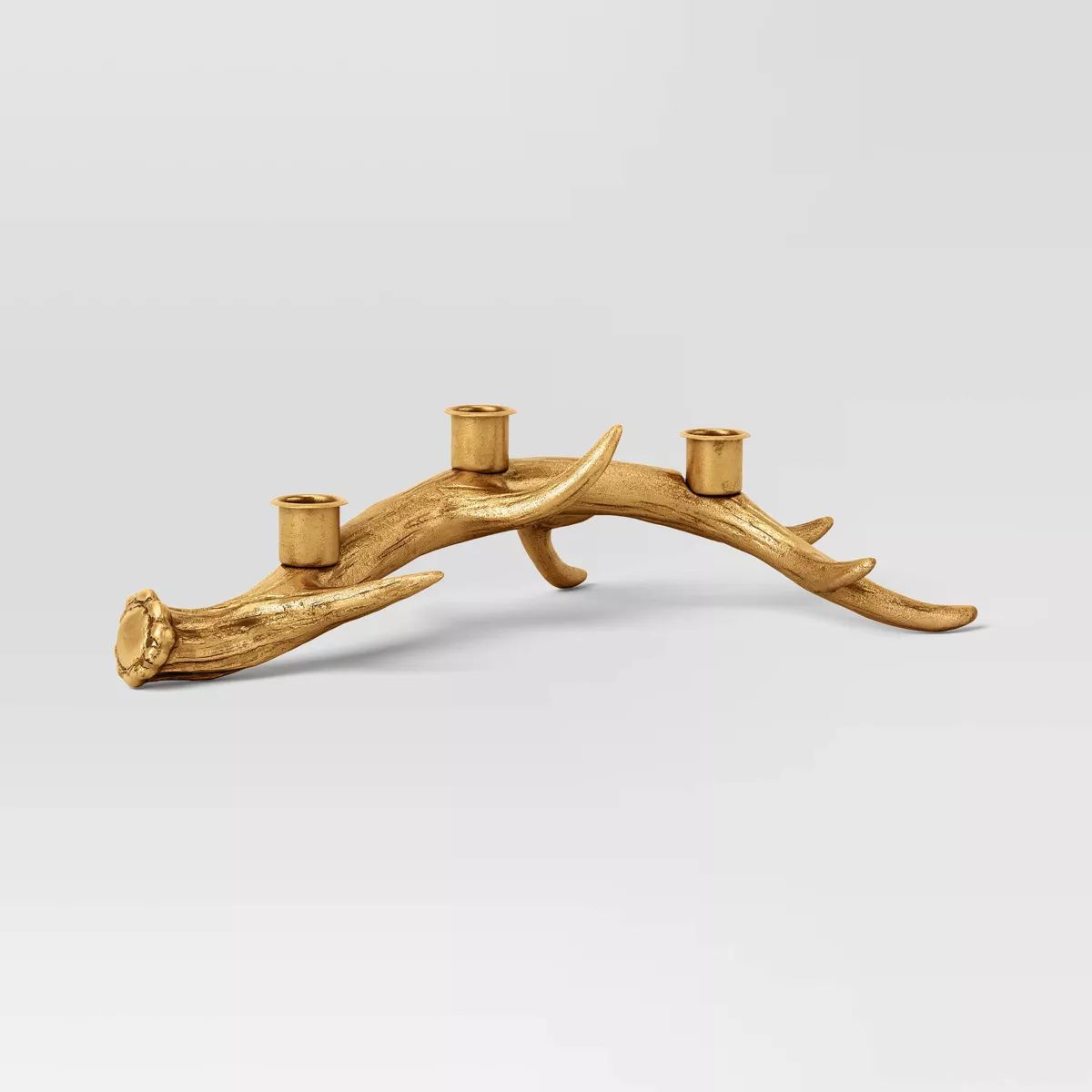 3.75"x11.5" Taper Metal Antler Christmas Sculpture Candle Holder Gold - Wondershop™ | Target