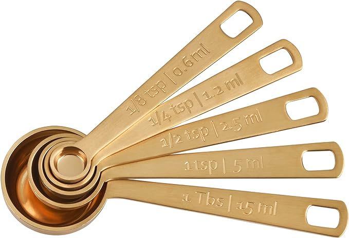 Le Creuset Measuring Spoons, Gold, Set of 5 (1/8,1/4,1/2,1Tsp,1Tb) | Amazon (US)