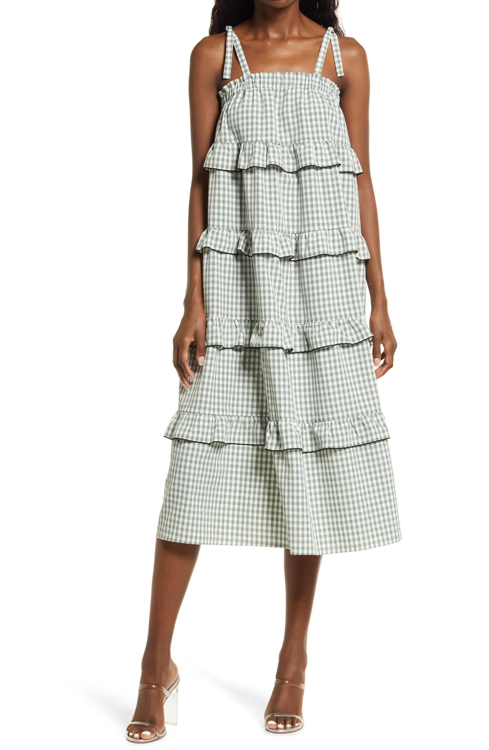 VERO MODA Kendra Tiered Ruffle Gingham Sundress | Nordstrom | Nordstrom