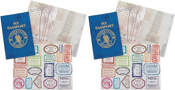 Passport Sticker Books | 12 Pack | World Travel Party Favors for Kids Includes Travel Stamp Stick... | Amazon (US)