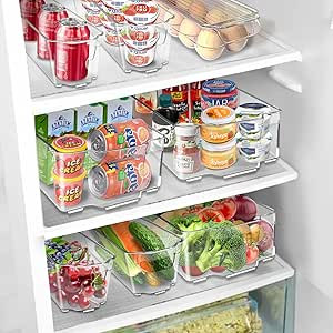 Favbal Set of 8 Clear Pantry Organizers - Plastic Refrigerator Bins with Handles, Food Containers... | Amazon (US)