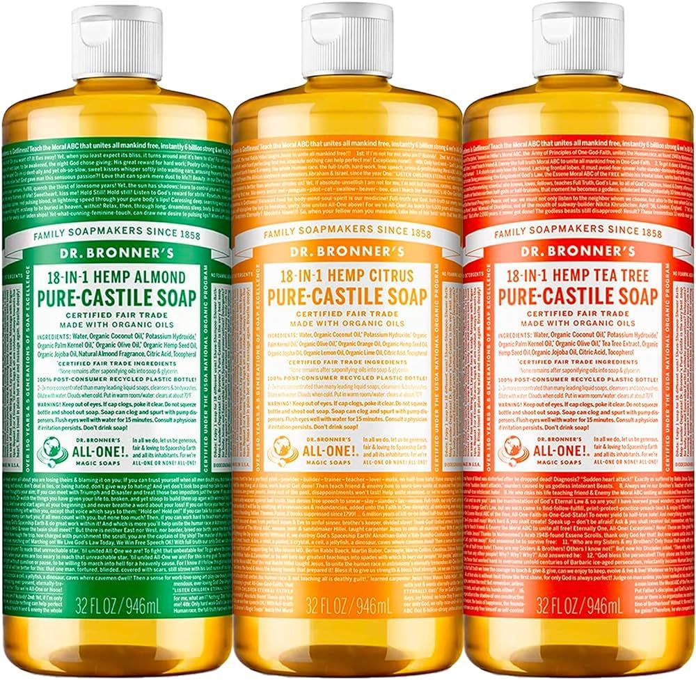 Dr. Bronner's - Pure-Castile Liquid Soap (32 oz Variety Pack) Almond, Citrus, & Tea Tree - Made w... | Amazon (US)