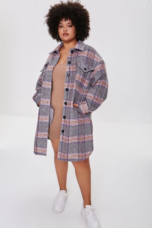 Plus Size Plaid Longline Shacket | Forever 21 (US)