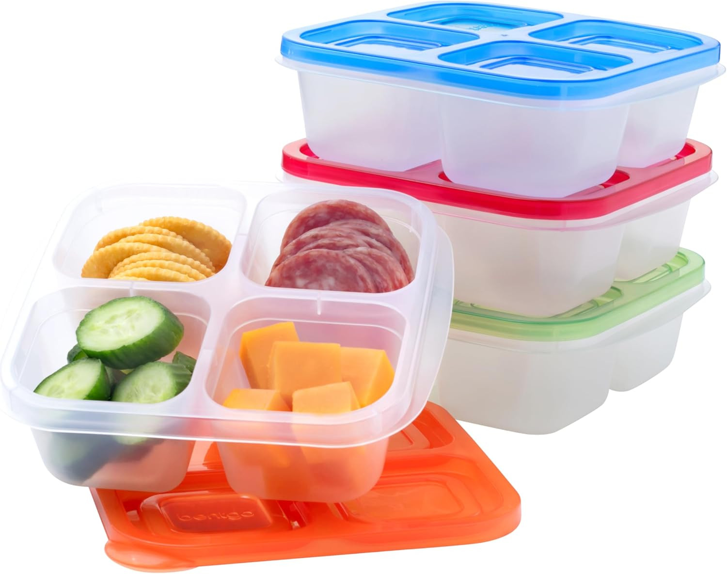Bentgo Easyboxes 4-Compartment Snack Containers - 8-Piece Set with 4 Trays & 4 Custom-Fit Lids to... | Amazon (US)