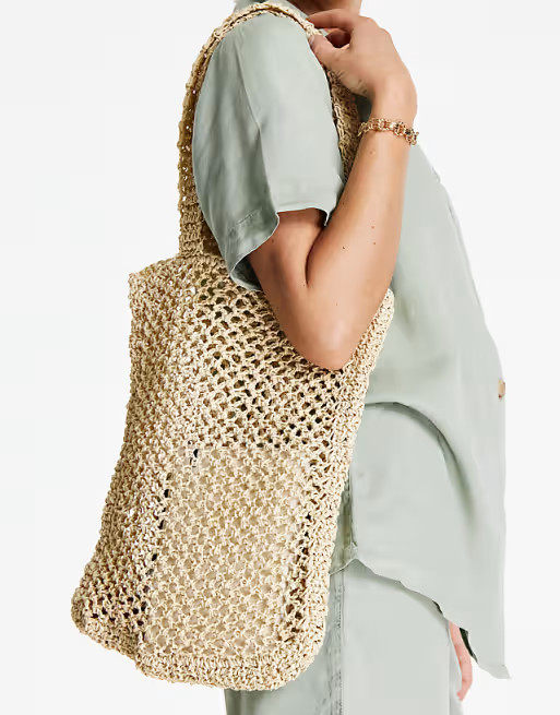 ASOS DESIGN straw shopper in natural | ASOS (Global)