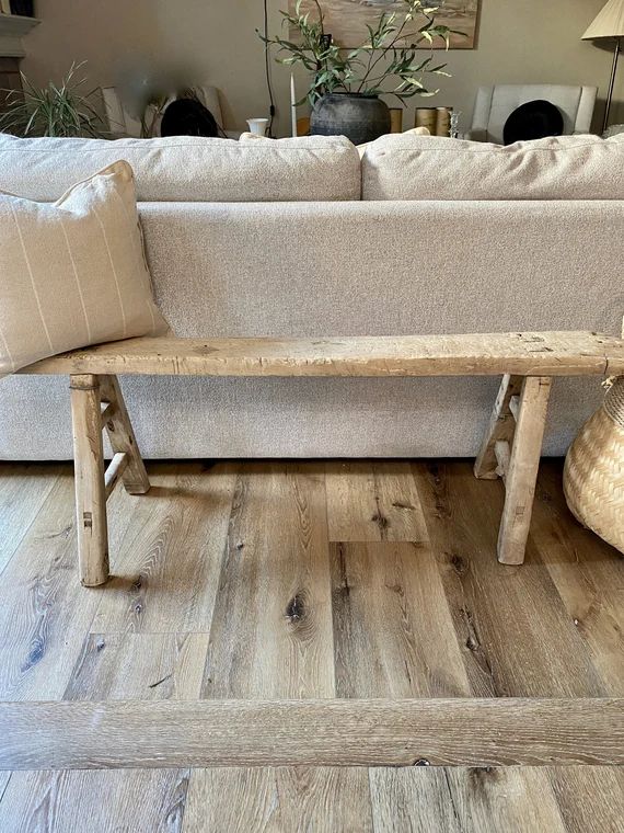 Vintage Rustic Skinny Elm Bench | Vintage Reclaimed Elm Wood Bench | Milking Stool | Chinese Stoo... | Etsy (US)