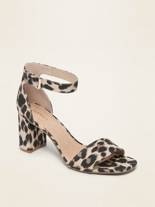 Leopard-Print Canvas Block-Heel Sandals for Women | Old Navy (US)