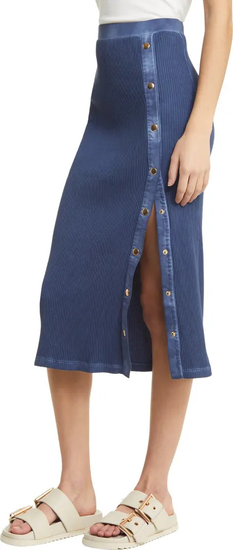 Nation LTD Cala Button-Up Midi Denim Skirt | Nordstrom | Nordstrom