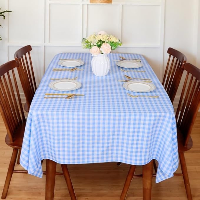 ShinyBeauty Blue Checkered Tablecloth Square Table Cloth 54X54 Inch Farmhouse Tablecloths Blue an... | Amazon (US)