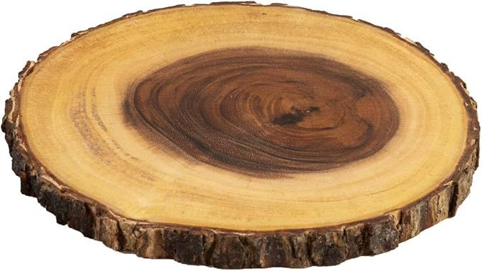 Villa Acacia Live Edge Wood Serving Platter - Natural and Organic Raw Bark Edge (Acacia, Medium) | Amazon (US)