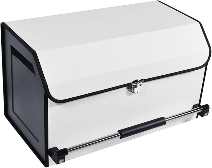 Car Trunk Organizer, Push-pull Handle, Leather Collapsible 2 Compartments Car Organizers with Lid... | Amazon (US)