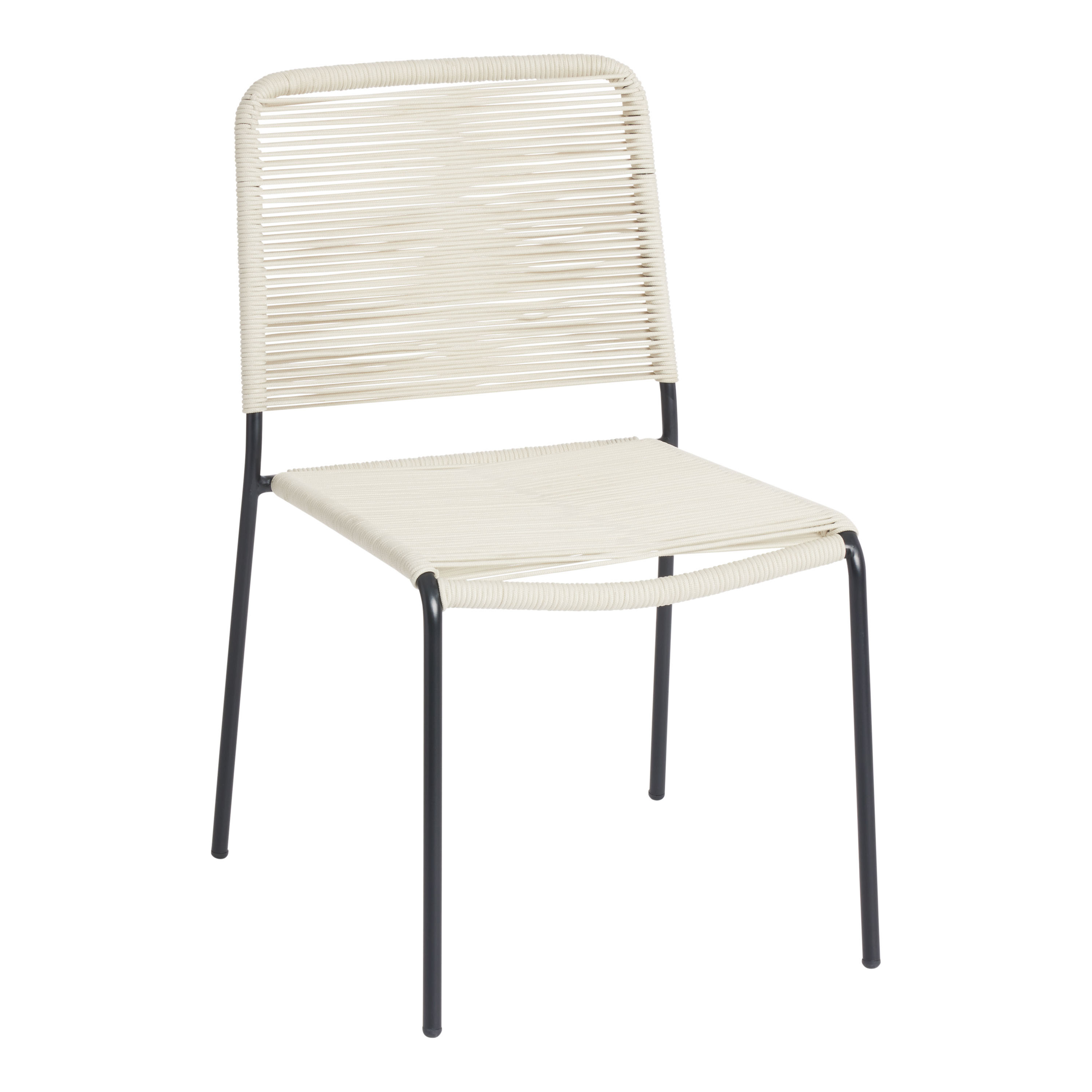 Lanah Nautical Rope and Metal Outdoor Stacking Chair Set of 2 | World Market