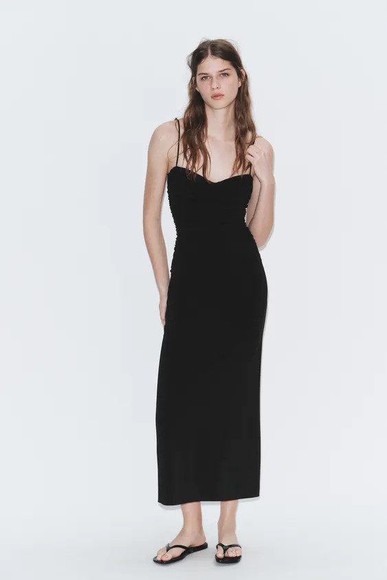 FLUID VOLUME HALTER MIDI DRESS | Zara US