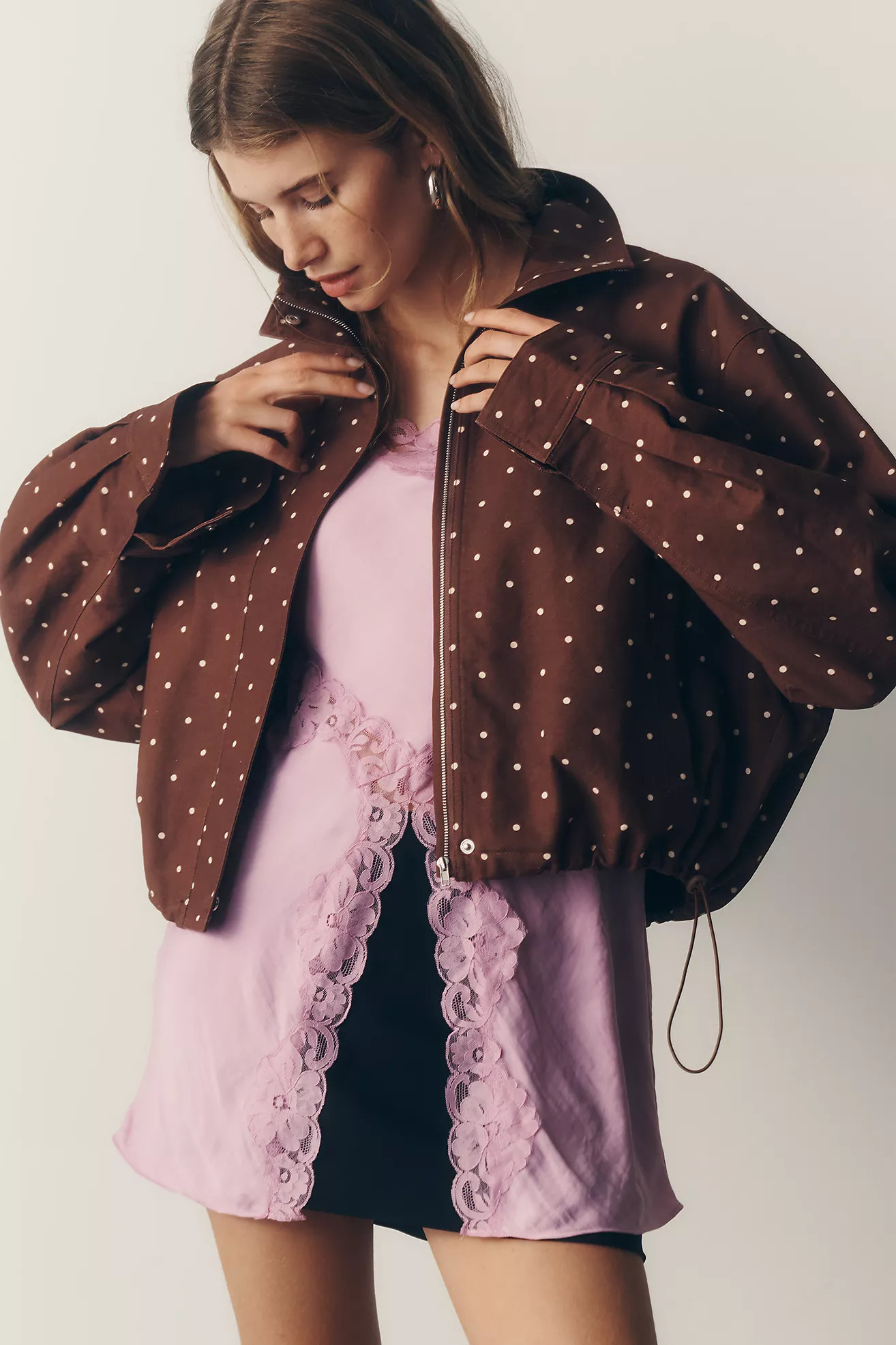 RAISONNEL Cotton Dotted High-Neck Jacket | Anthropologie (US)