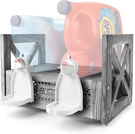 GBtroo Laundry Detergent Organizer – Wooden Laundry Detergent Holder with Drip Tray Catcher –... | Amazon (US)