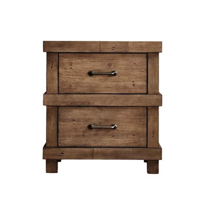 Wooden Nightstand In Antique Oak Finish For Luxurious Bedroom With 2 Drawers | Wayfair North America