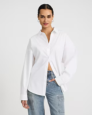 Cotton-Blend Boyfriend Portofino Shirt | Express
