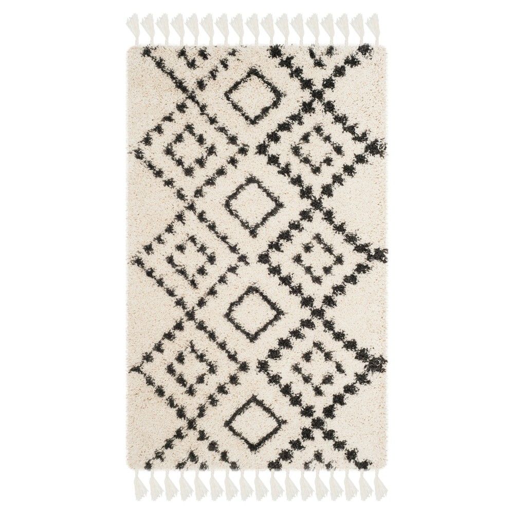 Cream/Charcoal Tribal Design Loomed Accent Rug 3'X5' - Safavieh, Adult Unisex, Beige Gray | Target