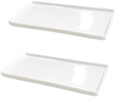 hoolyn 2 White Ceramic Trays, Small Rectangle Kitchen Sink Tray, Bathroom Holder and Organizers for  | Amazon (US)