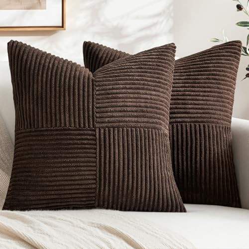 MIULEE Dark Brown Decorative Throw Pillow Covers for Couch 20x20 Inch | Amazon (US)