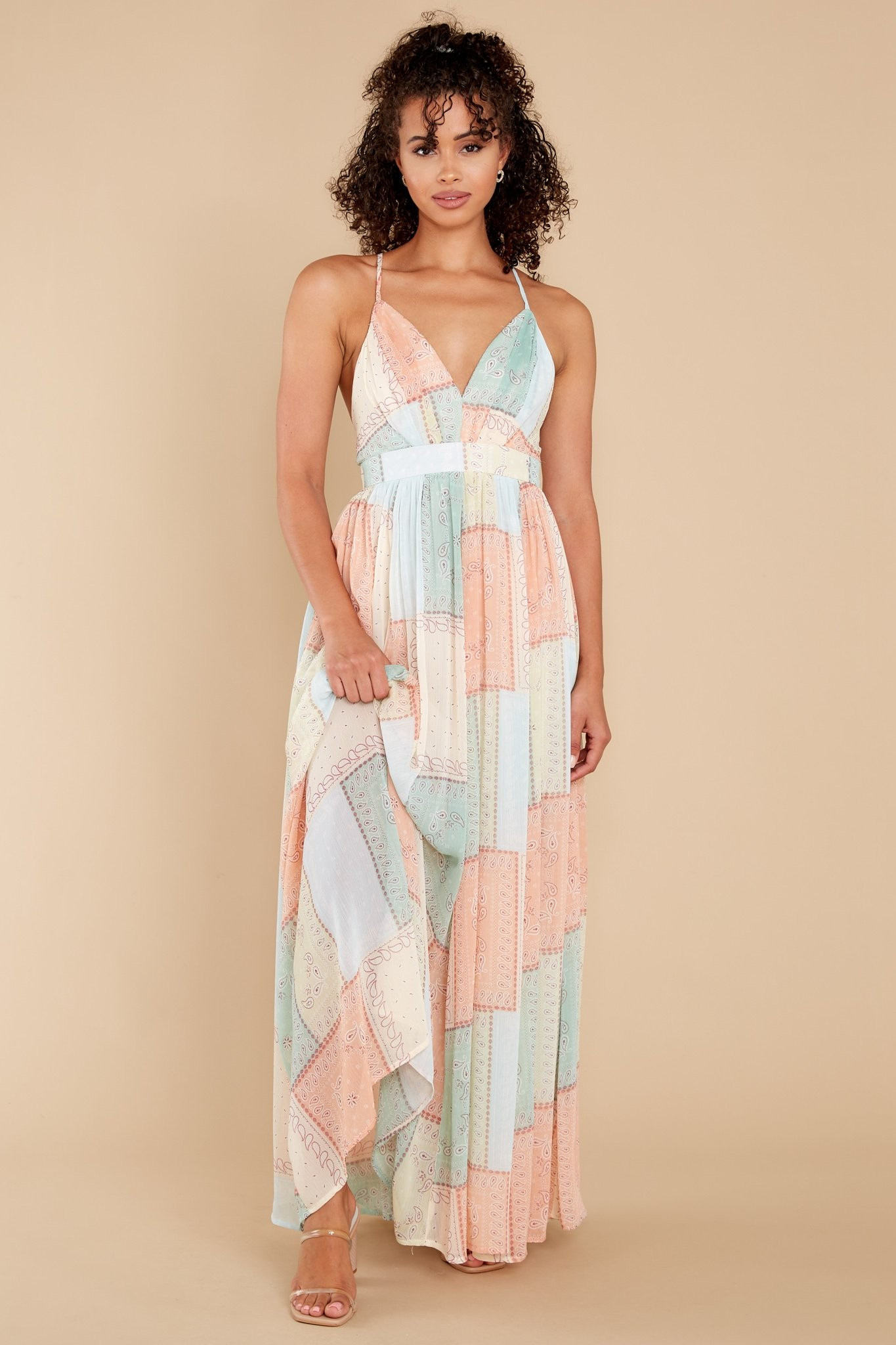 Got Your Love Peach Multi Maxi Dress | Red Dress 
