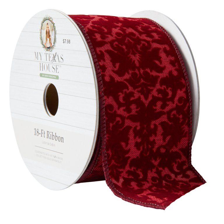 My Texas House Burgundy Velvet Ribbon, 18‘ | Walmart (US)