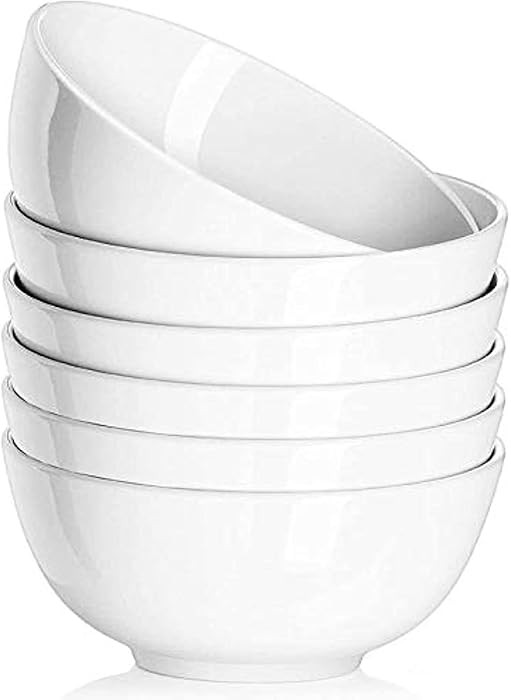 DELLING Ultra-Strong 22 Ounce Soup Bowls, Cereal Bowl, 6 inch Bowls Set, White Ceramic Bowls, Whi... | Amazon (US)
