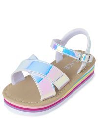 Toddler Girls Holographic Platform Sandals | The Children's Place