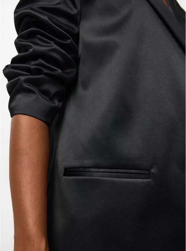 Black Satin Single Breasted Blazer 8 | Tu Clothing