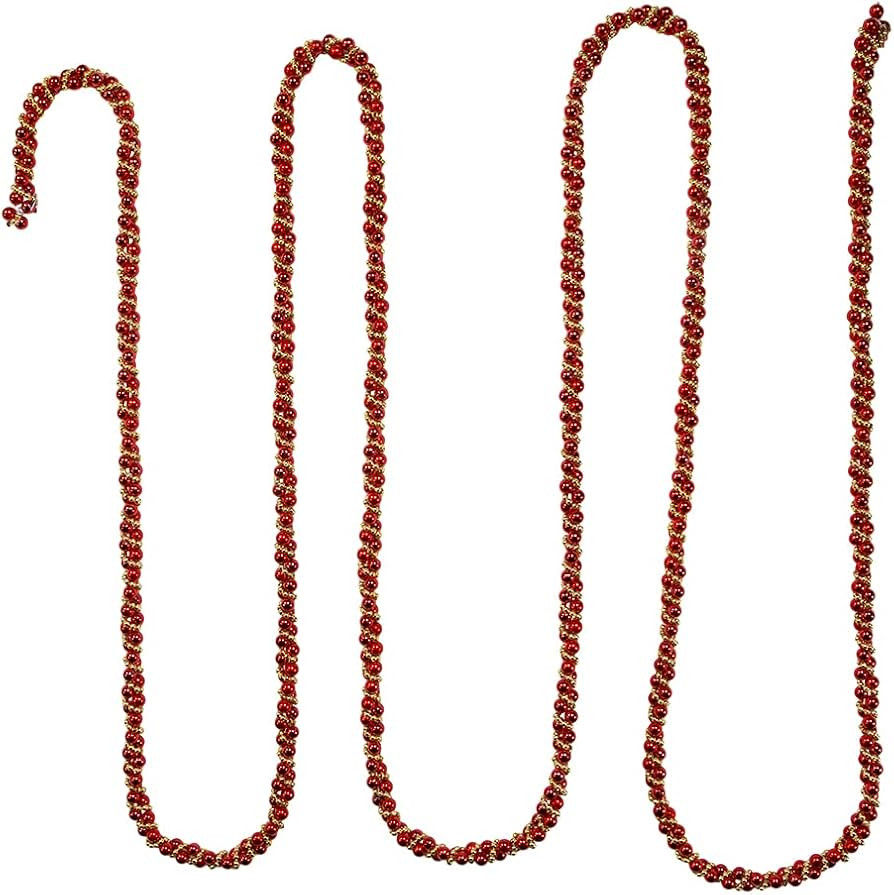 Kurt Adler 9-Foot Red and Gold Bead Twisted Garland | Amazon (US)