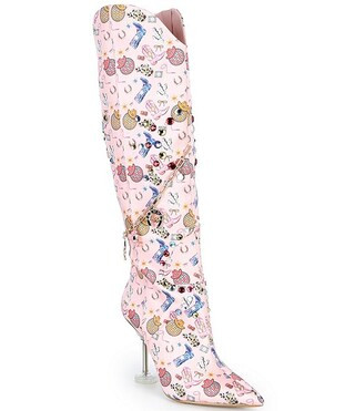 Rowdy Rodeo Print Embellished Martini Heel Dress Boots | Dillard's