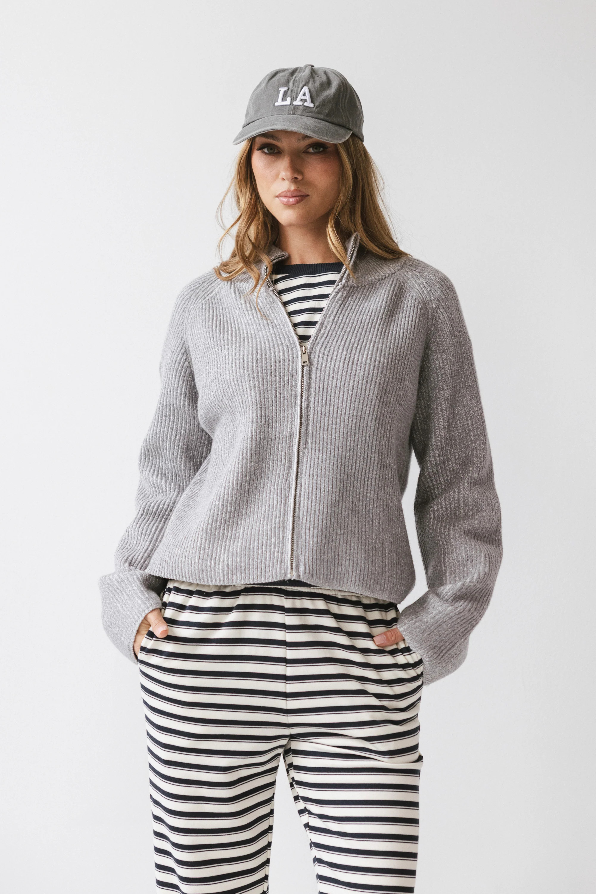 Abbie Ribbed Jacket in Grey | Böhme US