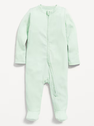Unisex Sleep & Play Rib-Knit Footed One-Piece for Baby | Old Navy (US)